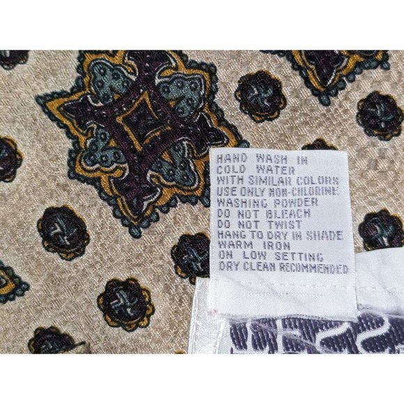 Vintage TESS 100%‎ Silk Brown Geometric Block Button Blouse Size W S - Picture 6 of 7